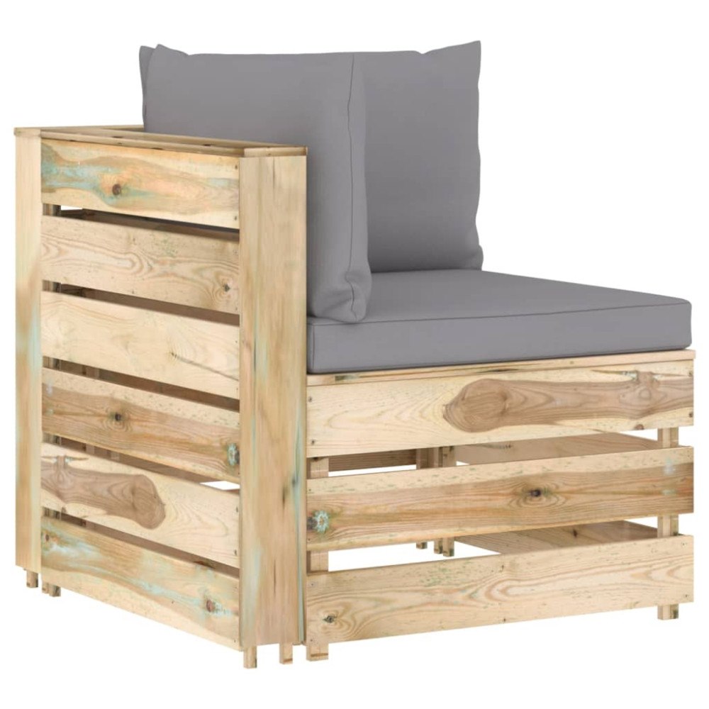 vidaXL Hörnsektion med dynor till pallsoffa tryckimpregnerat trä