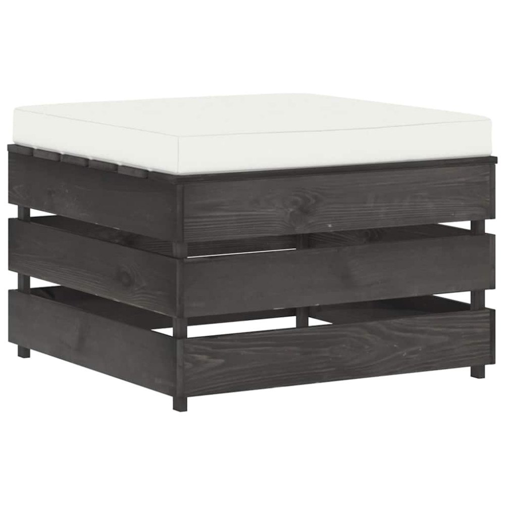 vidaXL Ottoman till modulsoffa med dyna grå impregnerat trä
