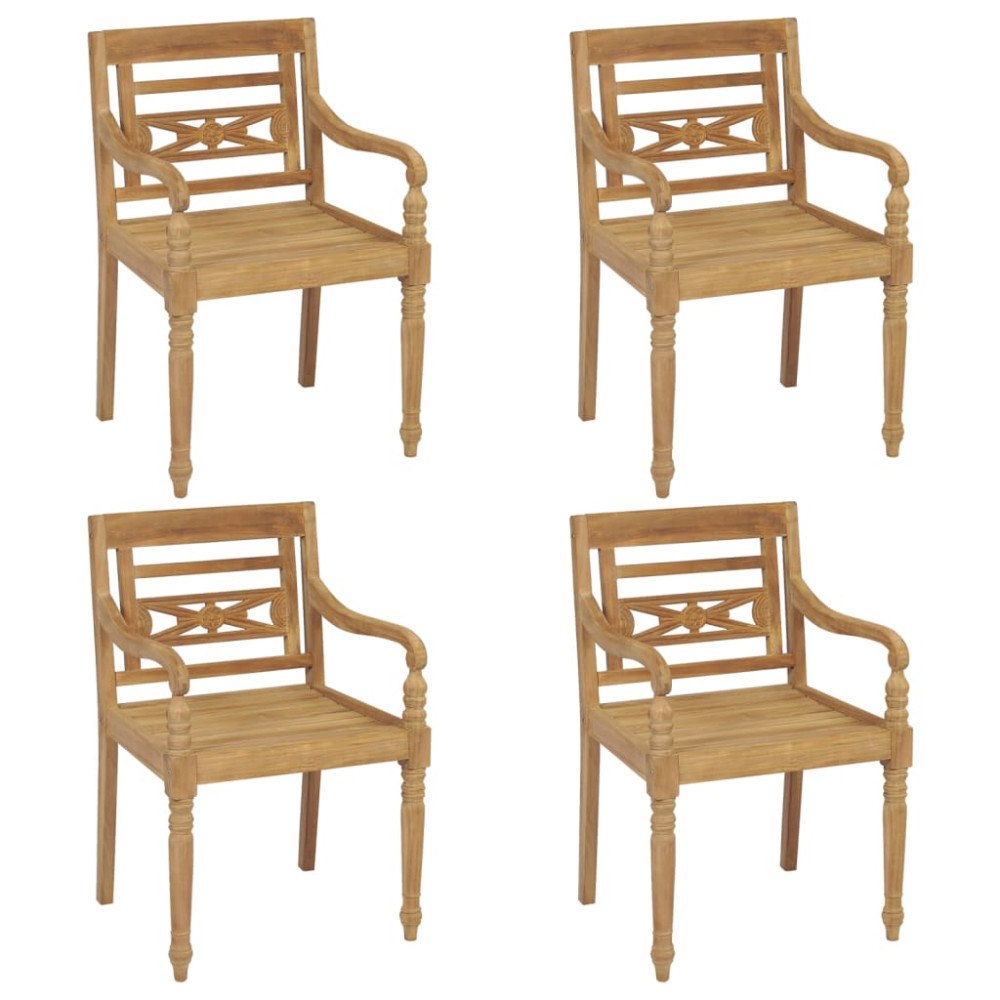 vidaXL Bataviastolar 4 st massiv teak