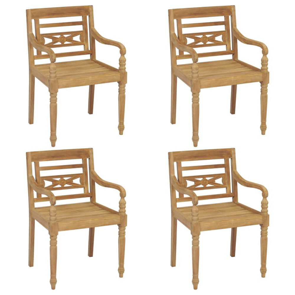 vidaXL Bataviastolar 4 st massiv teak