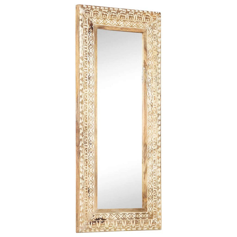 vidaXL Handsnidad spegel 110x50x2,6 cm massivt mangoträ