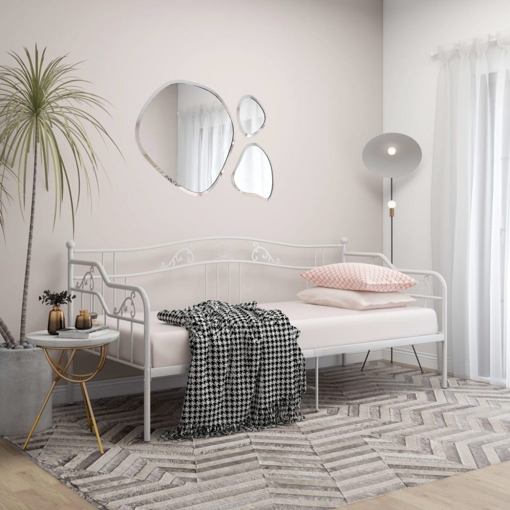 vidaXL Sängram bäddsoffa vit metall 90x200 cm