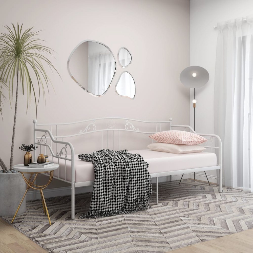 vidaXL Sängram bäddsoffa vit metall 90x200 cm