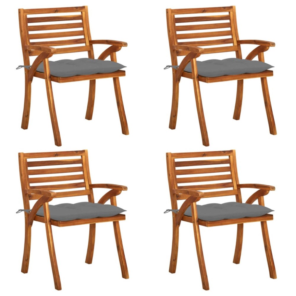 vidaXL Trädgårdsstolar med dynor 4 st massivt akaciaträ