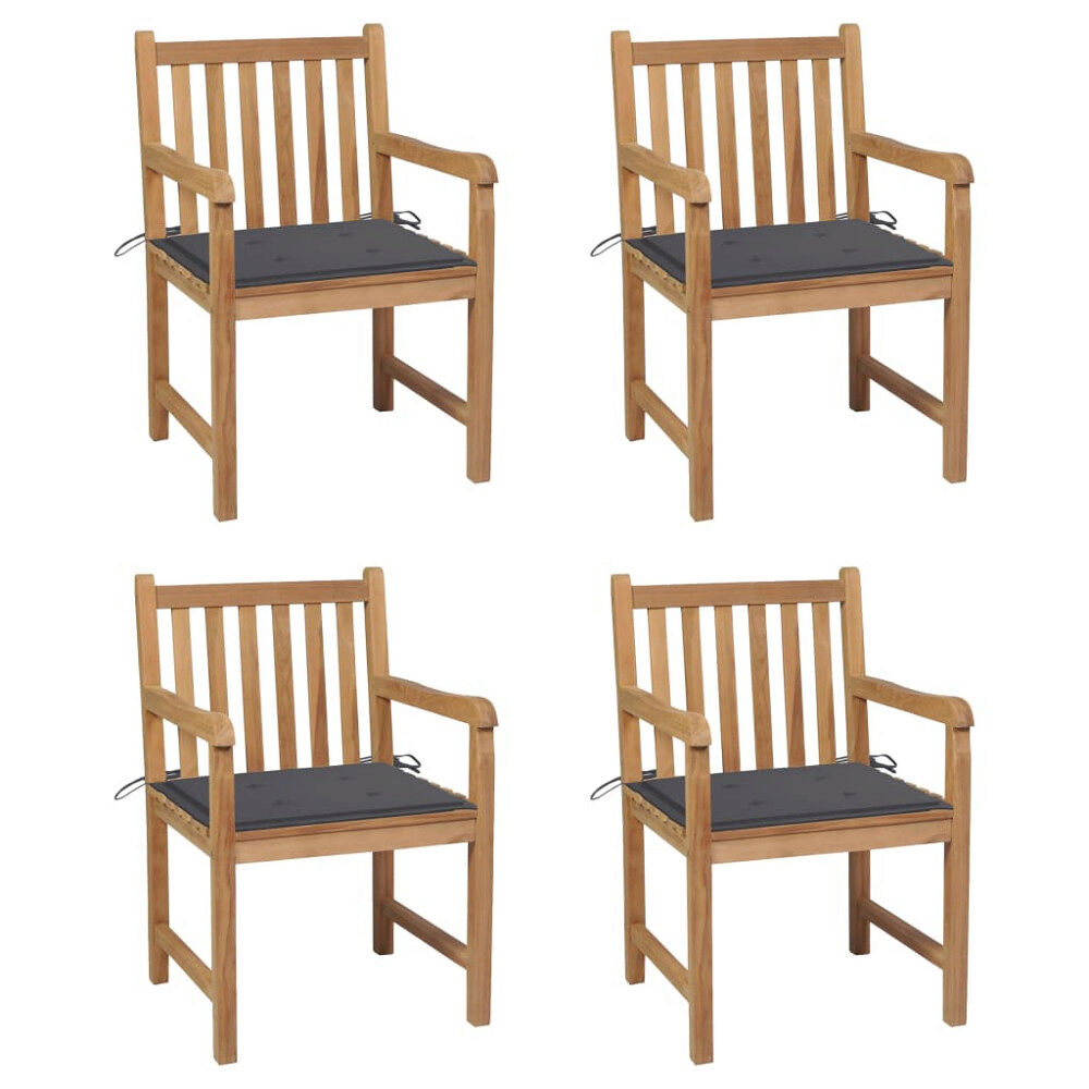 vidaXL Trädgårdsstolar med antracita dynor 4 st massiv teak