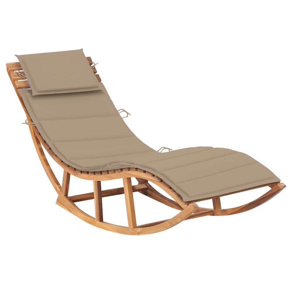 vidaXL vidaX Solsäng med dyna gungdesign massiv teak