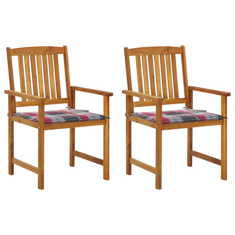 vidaXL Trädgårdsstolar med dynor 2 st massivt akaciaträ