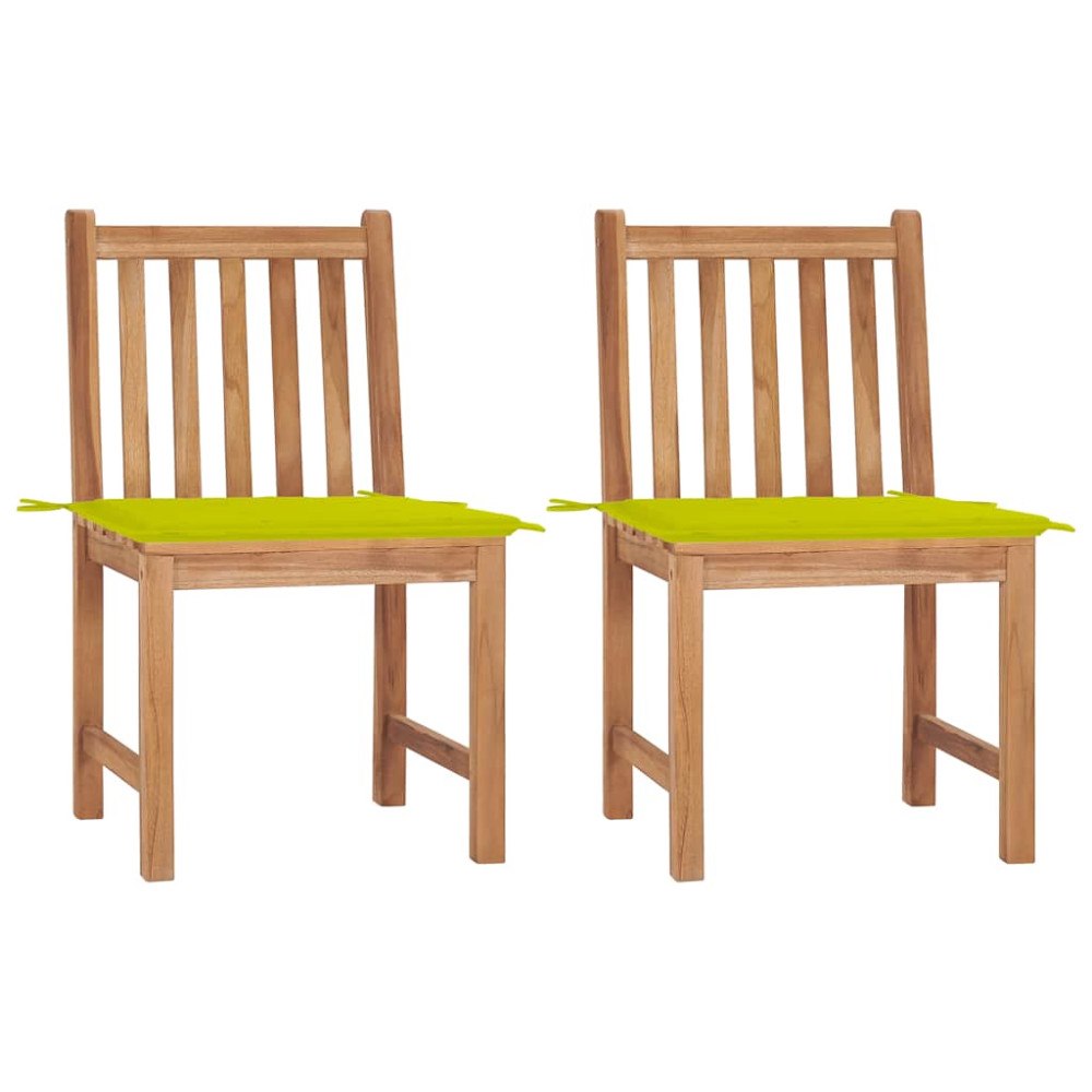 vidaXL Trädgårdsstolar 2 st med dynor massiv teak