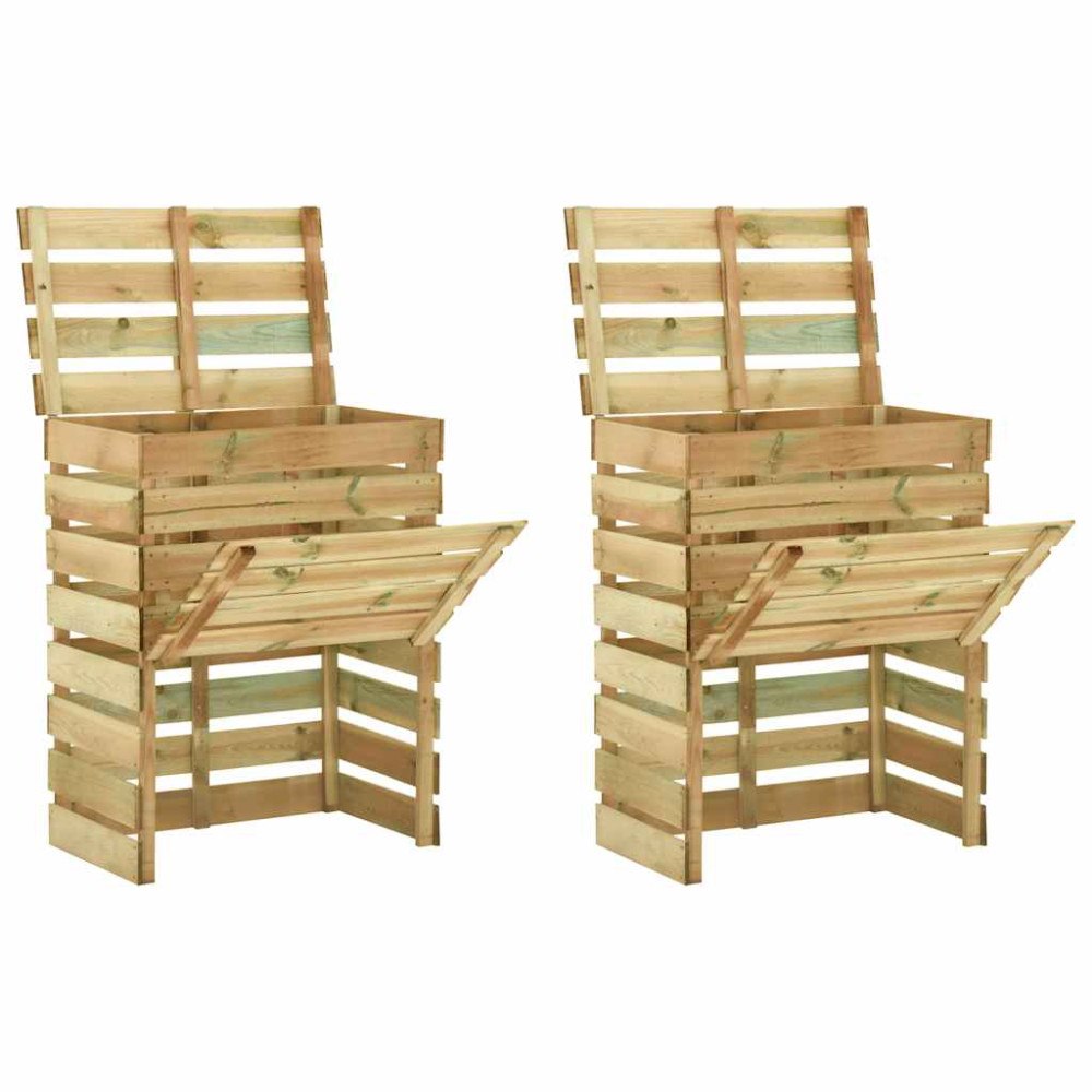 vidaXL Ribbad trädgårdskompost 2 st 80x50x100 cm impregnerad furu