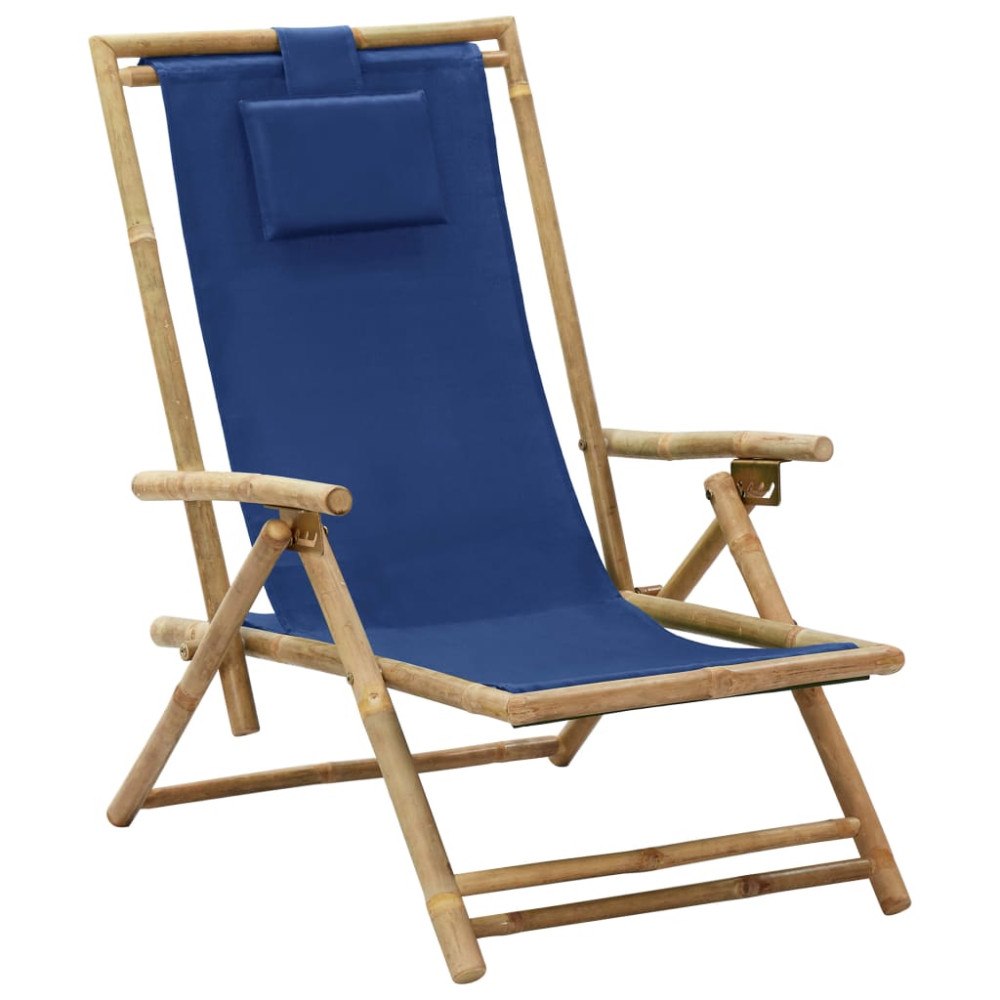 vidaXL Reclinerstol marinblå bambu och tyg