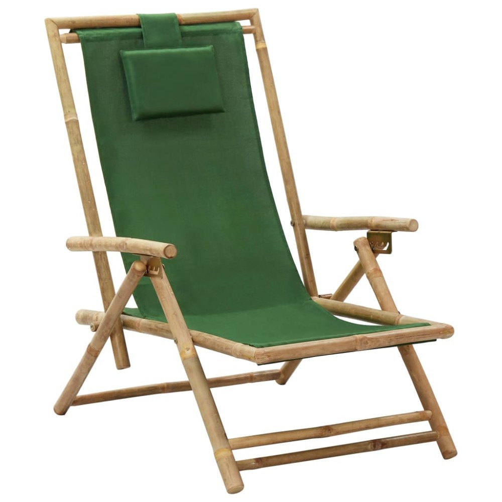 vidaXL Reclinerstol grön bambu och tyg