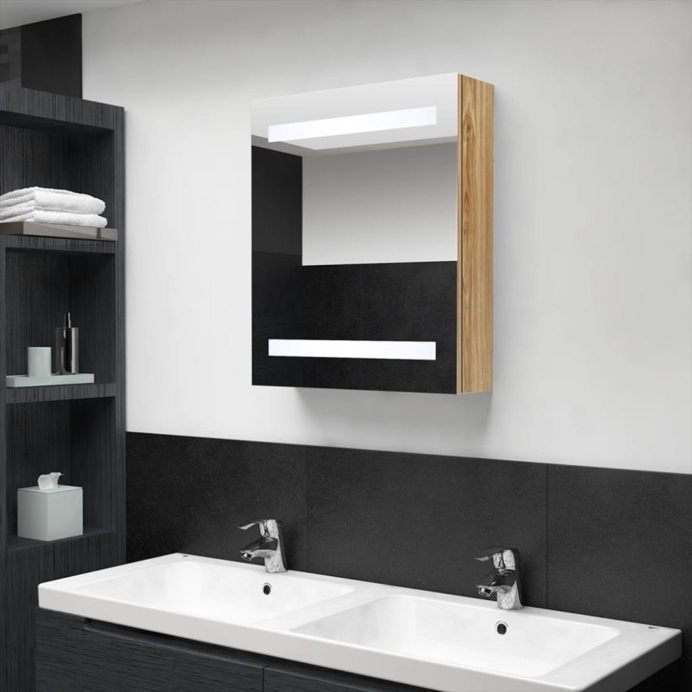 vidaXL Badrumsspegel LED ek 50x14x60 cm