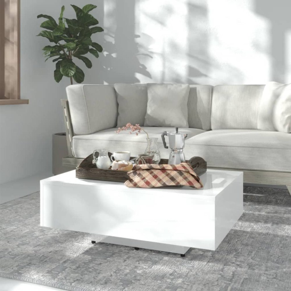 vidaXL Soffbord vit högglans 85x55x31 cm konstruerat trä