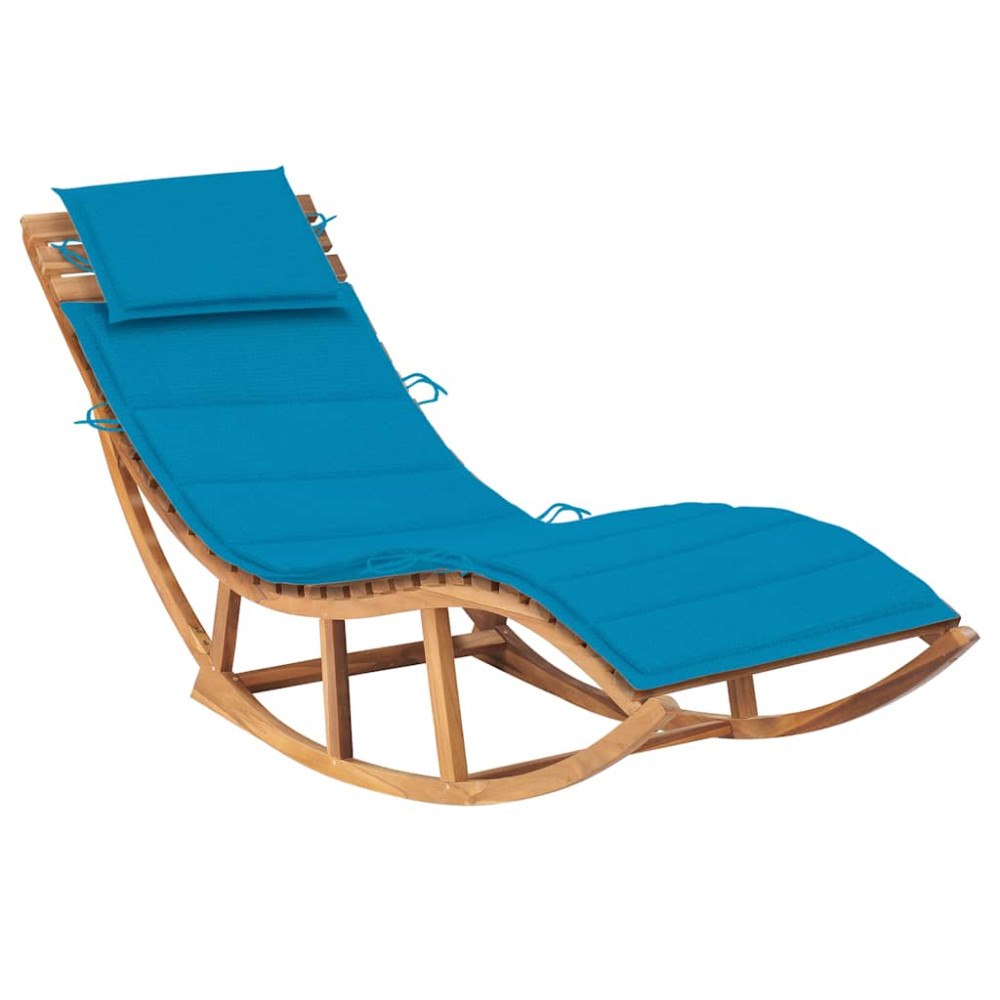 vidaXL vidaX Solsäng med dyna gungdesign massiv teak