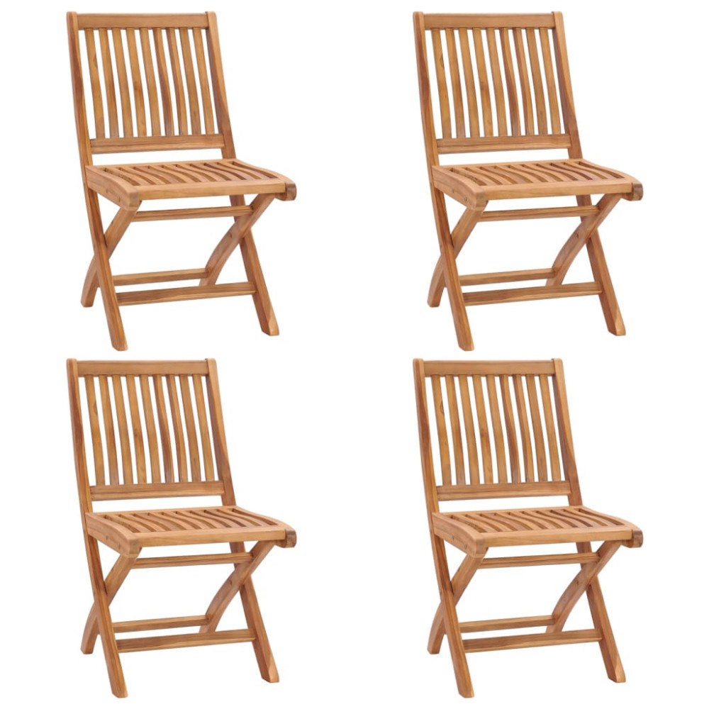 vidaXL Hopfällbara trädgårdsstolar 4 st massiv teak