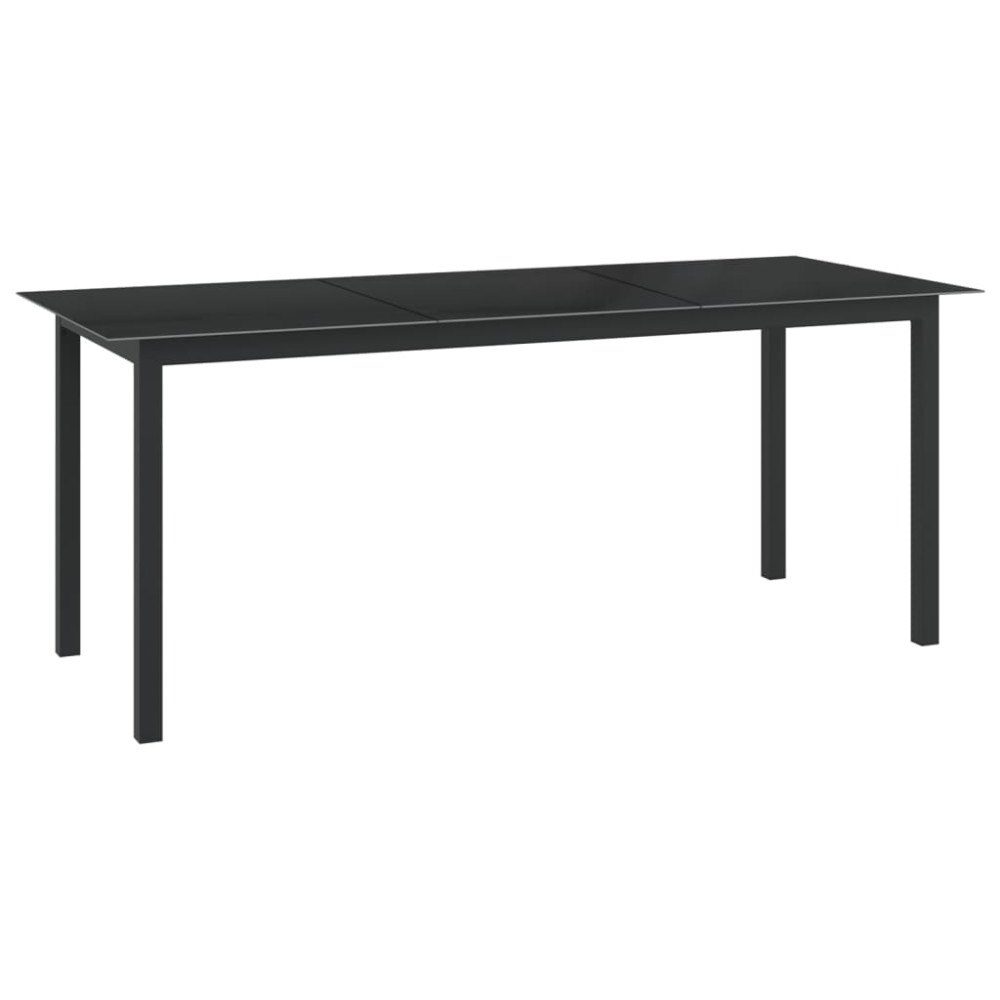 vidaXL Trädgårdsbord svart 190x90x74 cm aluminium och glas