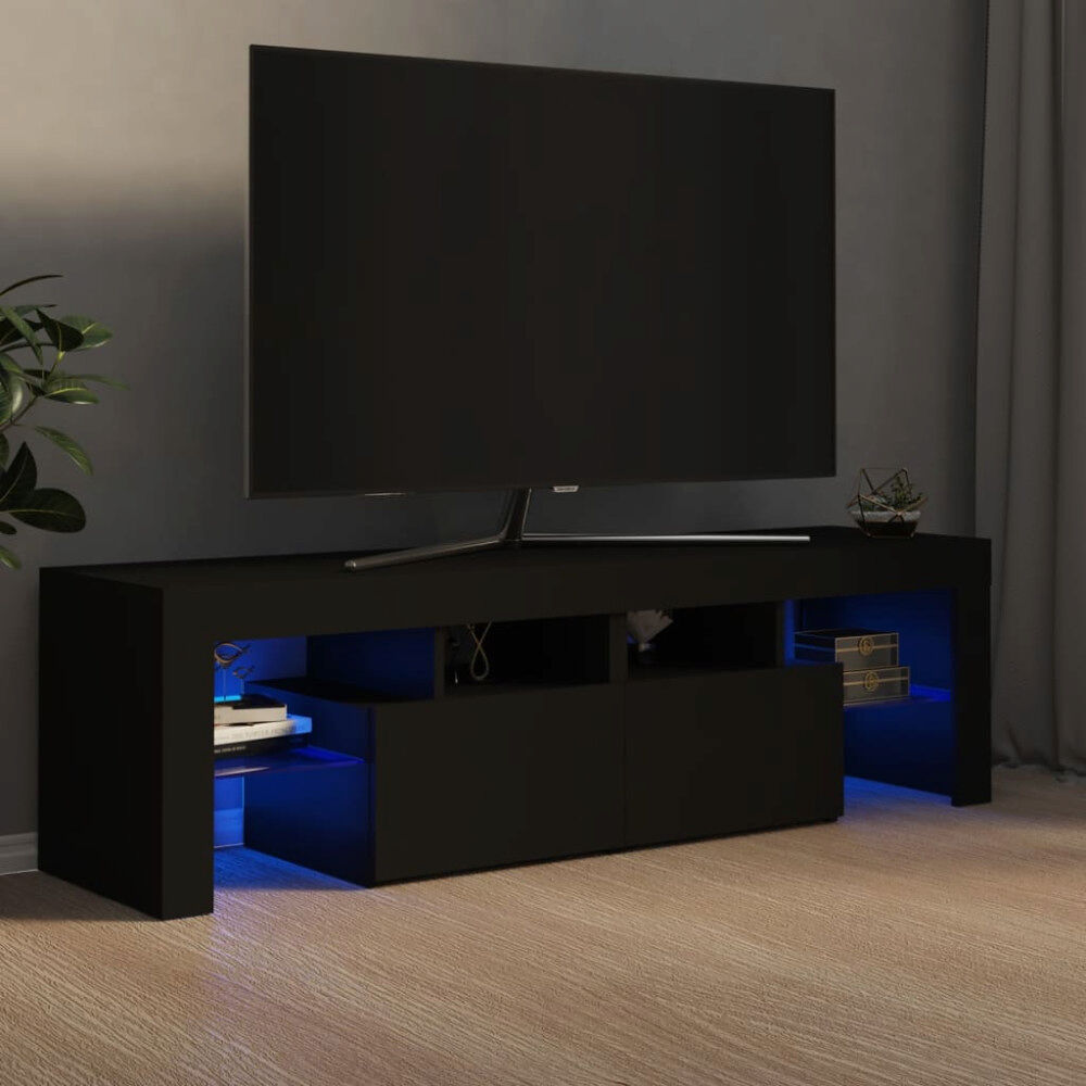 vidaXL Tv-bänk med LED-belysning svart 140x36,5x40 cm