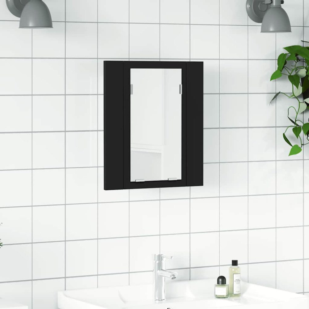 vidaXL Spegelskåp med LED svart 40x12x45 cm akryl