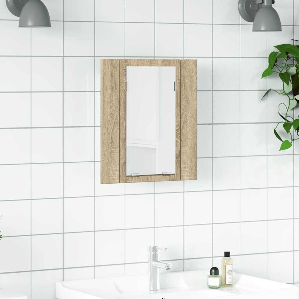 vidaXL Spegelskåp med LED sonoma-ek 40x12x45 cm akryl