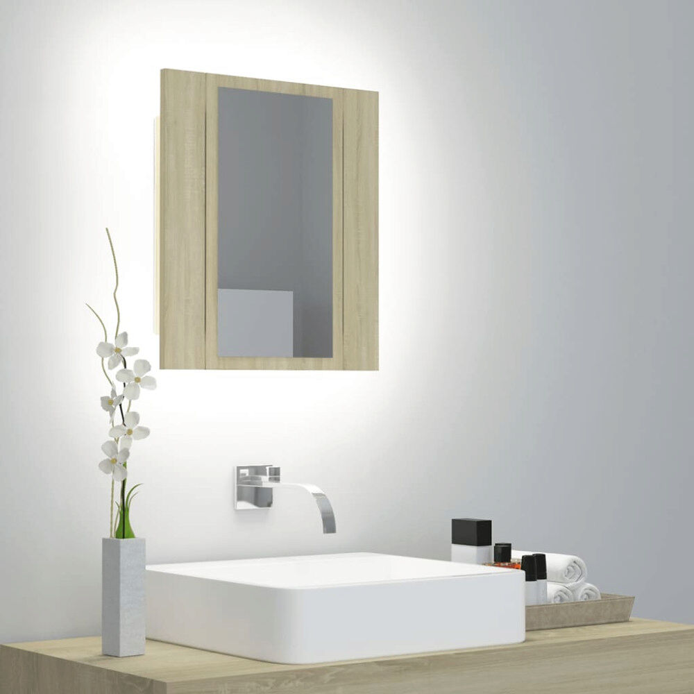 vidaXL Spegelskåp med LED sonoma-ek 40x12x45 cm akryl