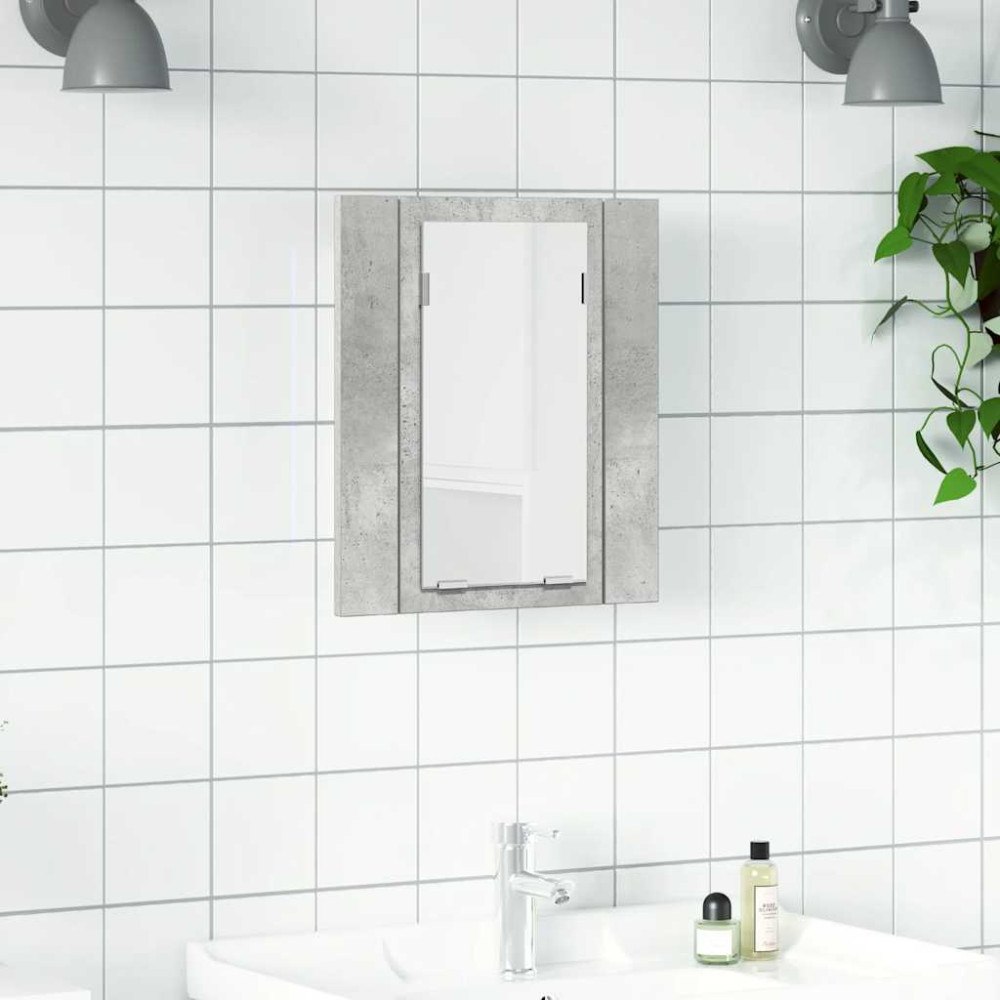 vidaXL Spegelskåp med LED betonggrå 40x12x45 cm akryl