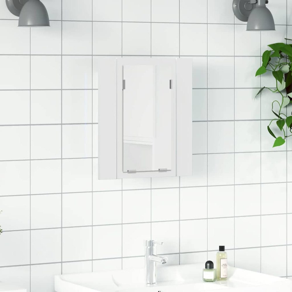 vidaXL Spegelskåp för badrum LED vit högglans 40x12x45 cm akryl