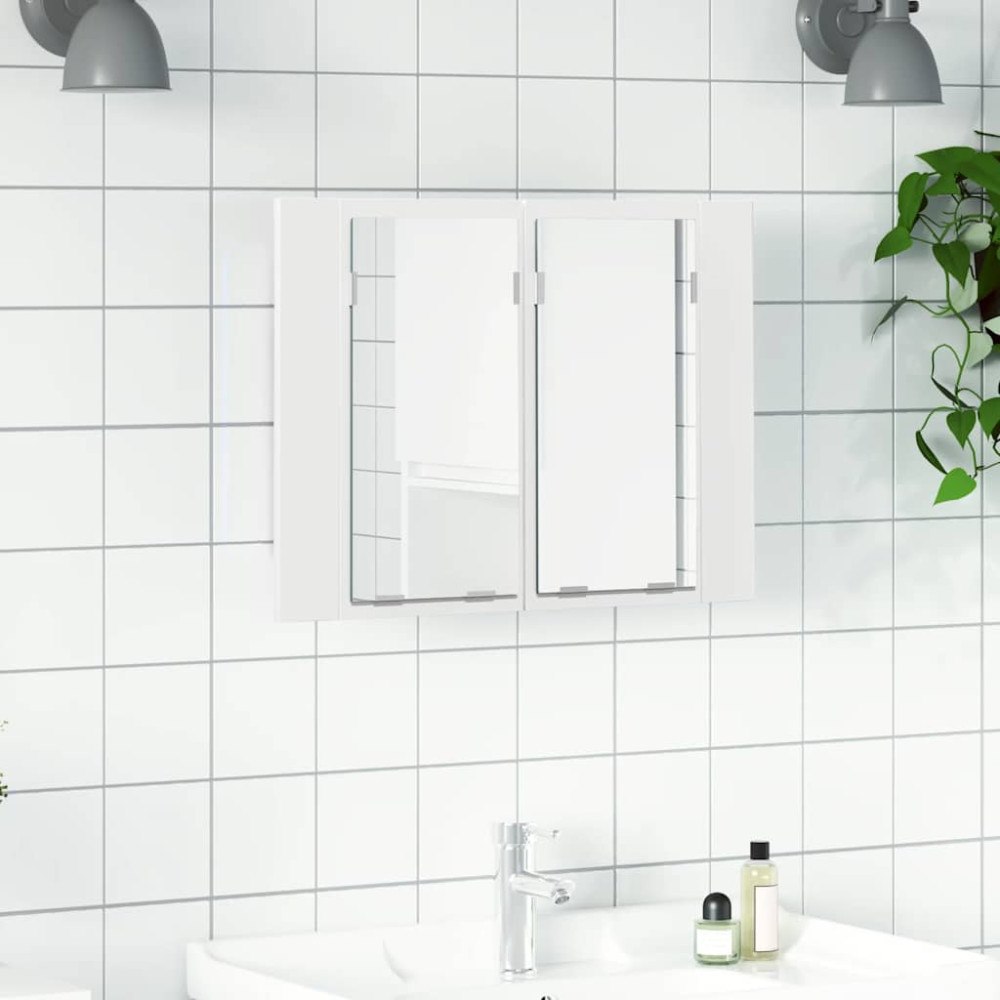 vidaXL Spegelskåp med LED vit 60x12x45 cm akryl