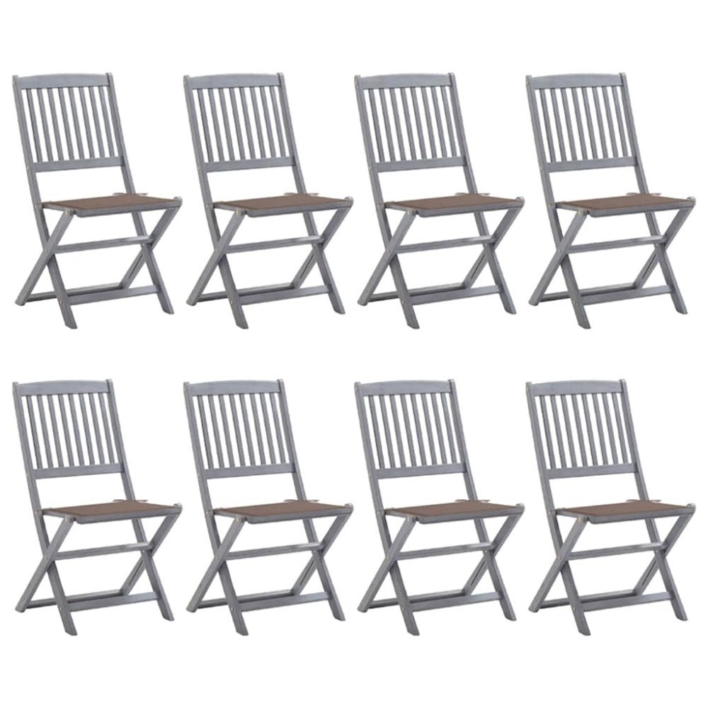 vidaXL Hopfällbara trädgårdsstolar 8 st med dynor massivt akaciaträ