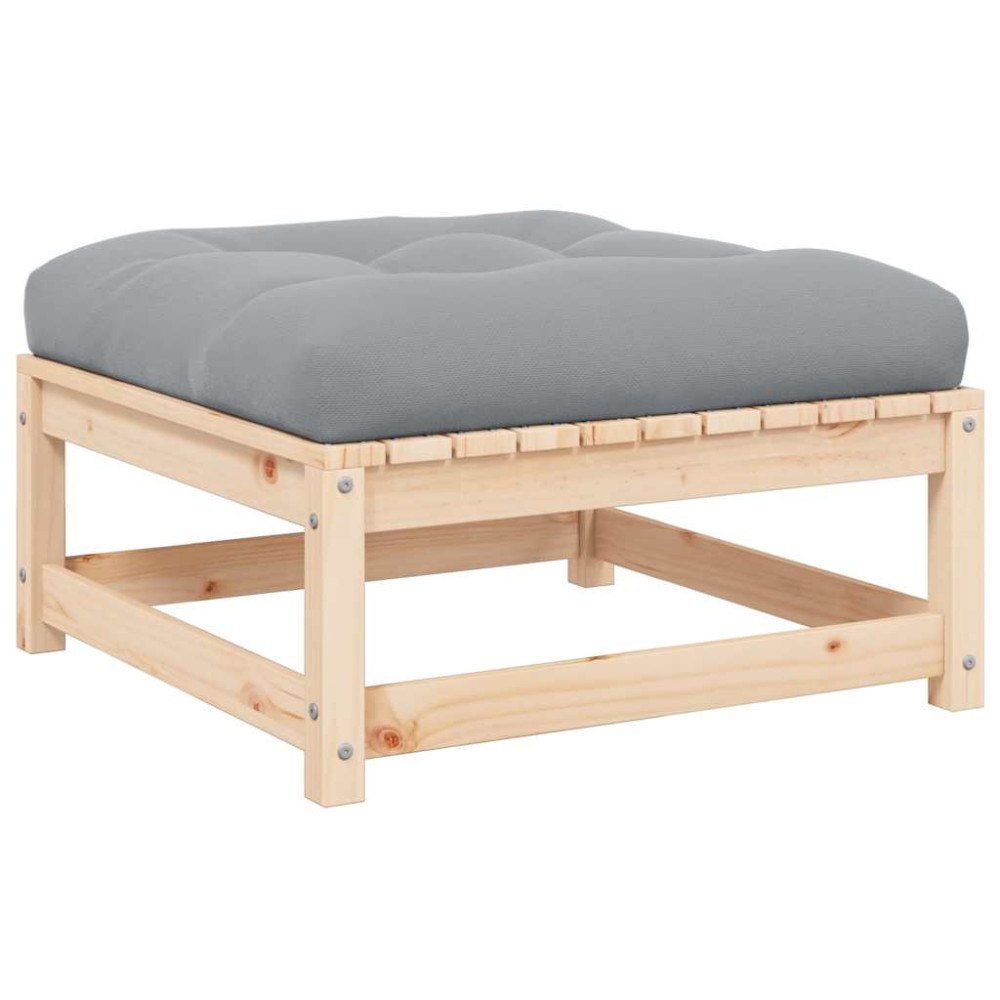 vidaXL Fotpall med dyna för trädgården massiv furu