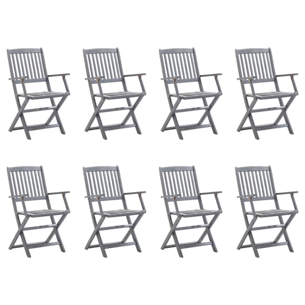 vidaXL Hopfällbara trädgårdsstolar 8 st med dynor massivt akaciaträ