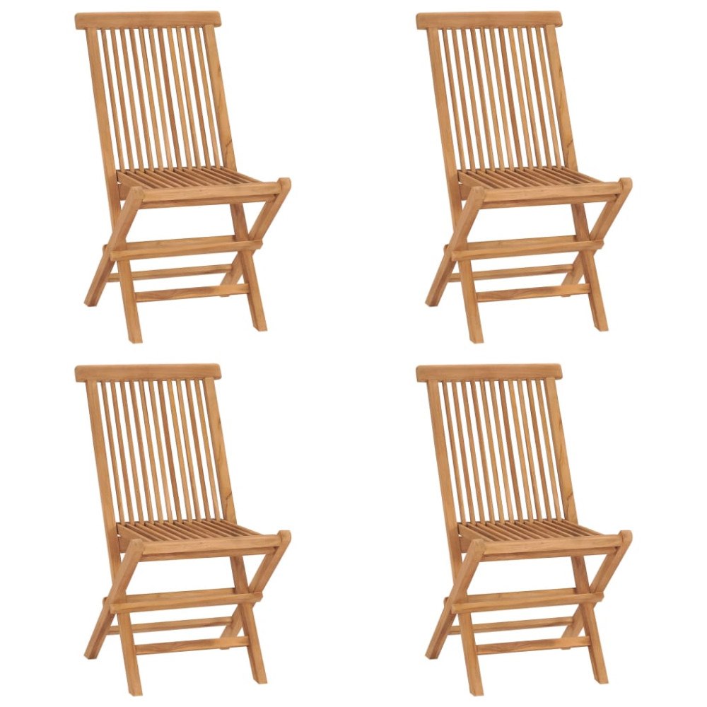 vidaXL Hopfällbara trädgårdsstolar 4 st massiv teak