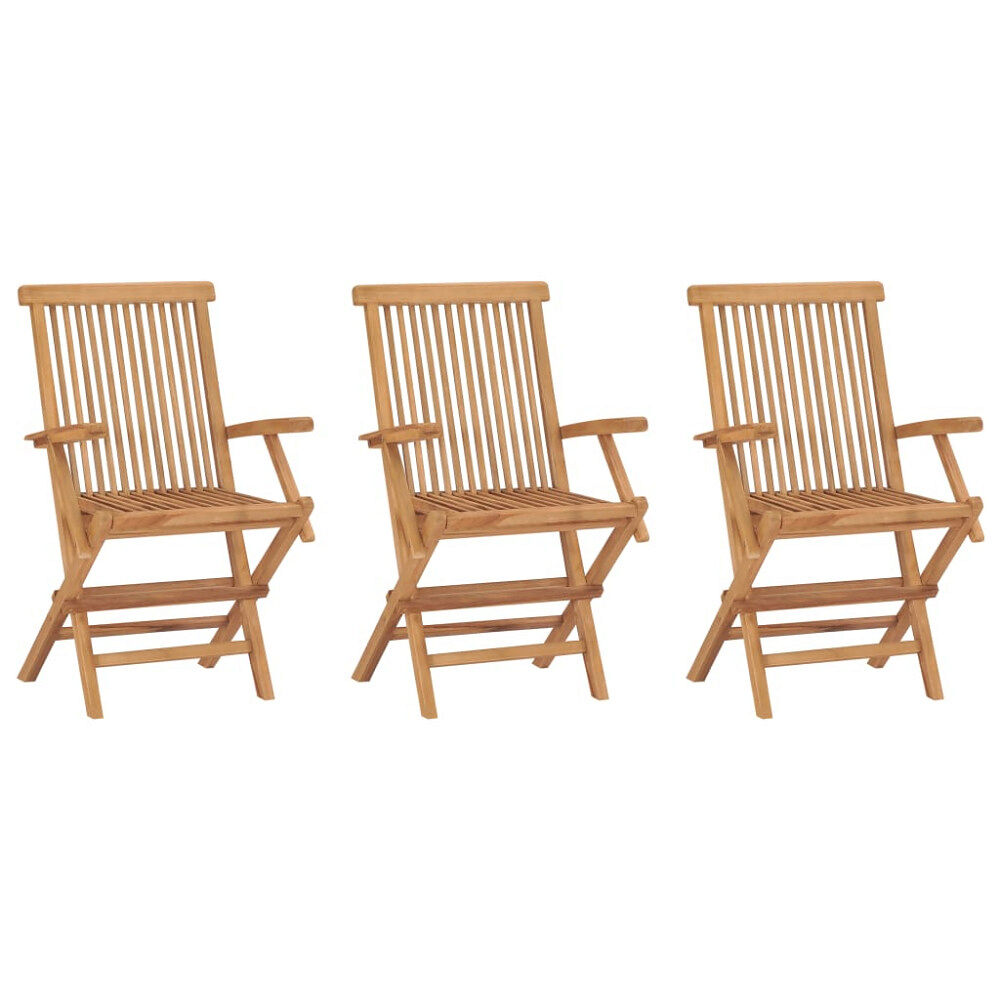 vidaXL Hopfällbara trädgårdsstolar 3 st massiv teak