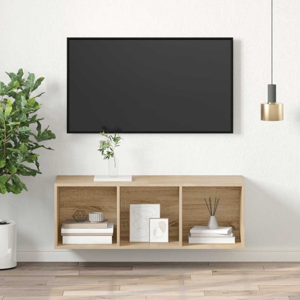 vidaXL Väggmonterad tv-bänk somona-ek 37x37x107 cm konstruerat trä