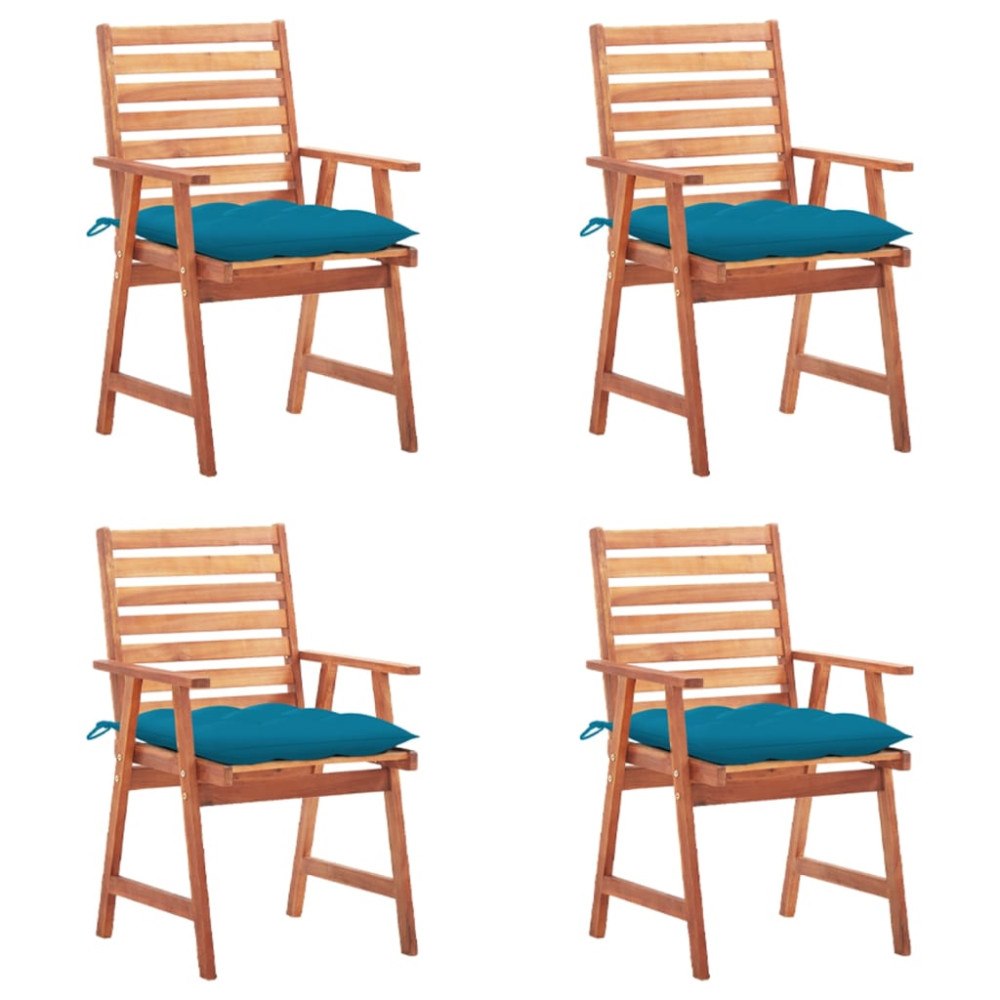 vidaXL Trädgårdsstolar 4 st med dynor massivt akaciaträ