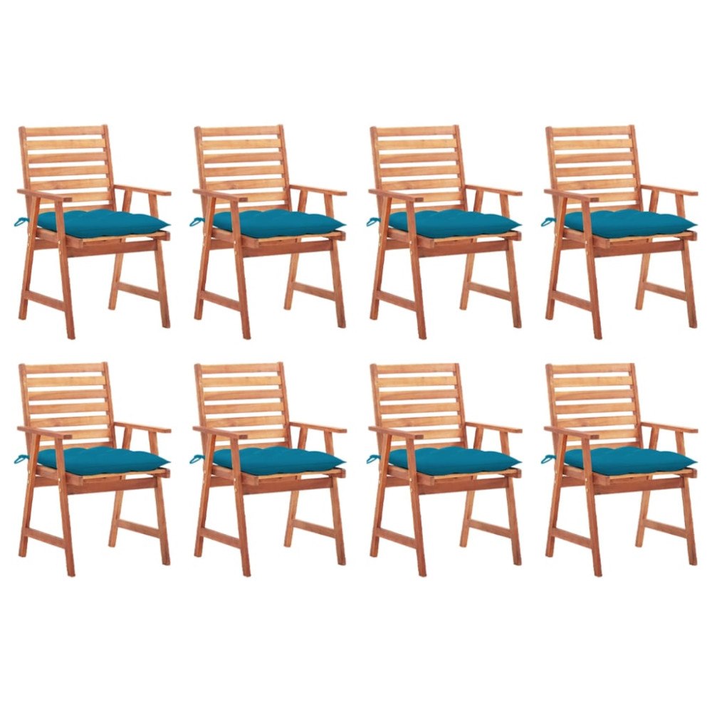 vidaXL Trädgårdsstolar 8 st med dynor massivt akaciaträ