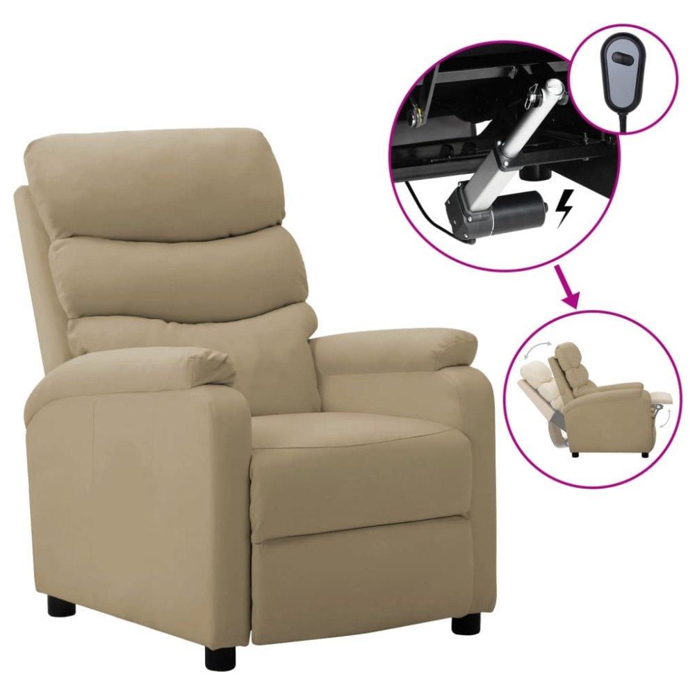 vidaXL Elektrisk reclinerfåtölj cappuccino konstläder