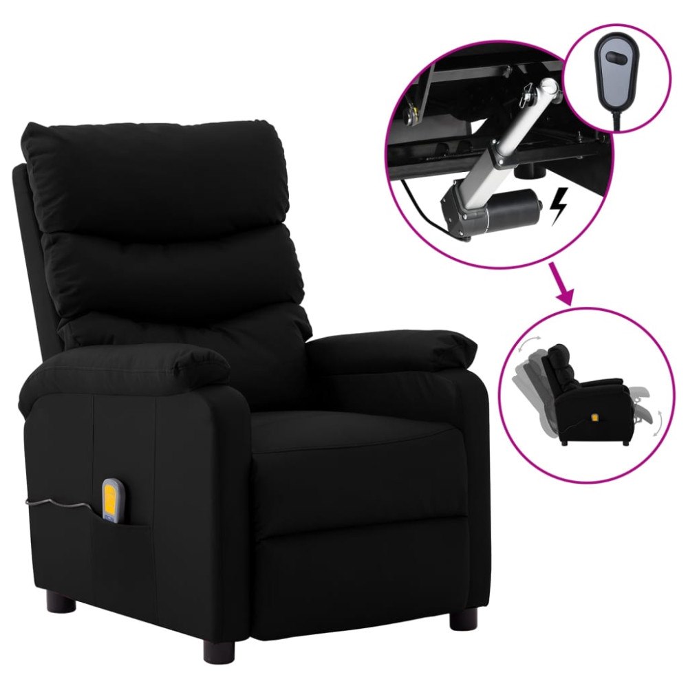 vidaXL Elektrisk massagefåtölj svart konstläder