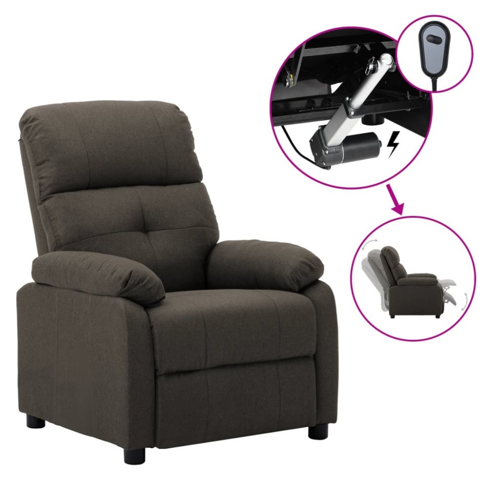 vidaXL Elektrisk reclinerfåtölj taupe tyg