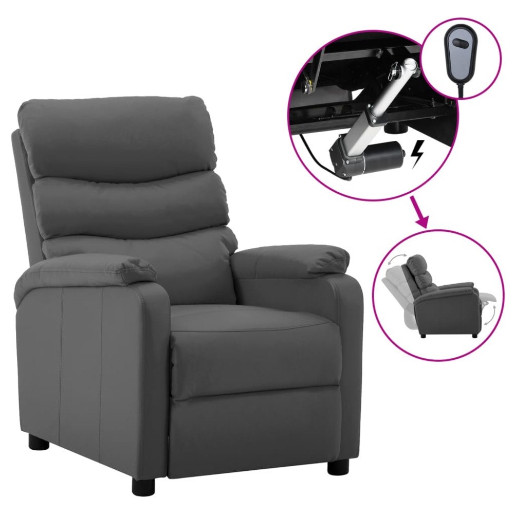 vidaXL Elektrisk reclinerfåtölj grå konstläder