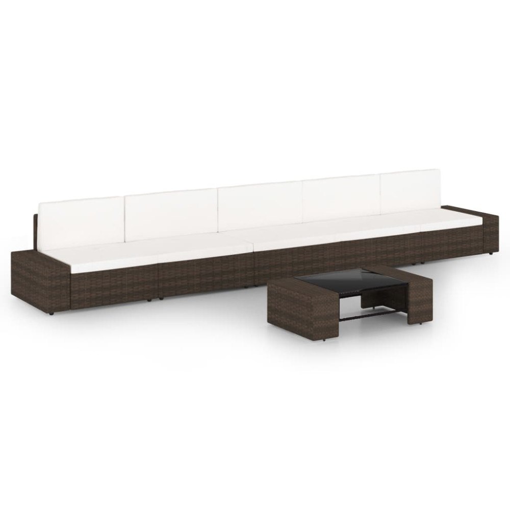 vidaXL Loungegrupp för trädgården 6 delar konstrotting brun