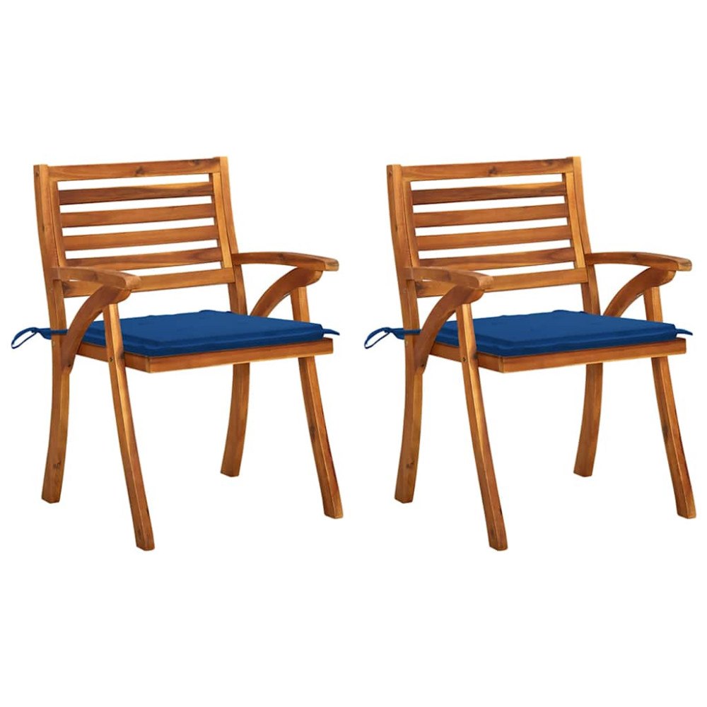 vidaXL Trädgårdsstolar med dynor 2 st massivt akaciaträ