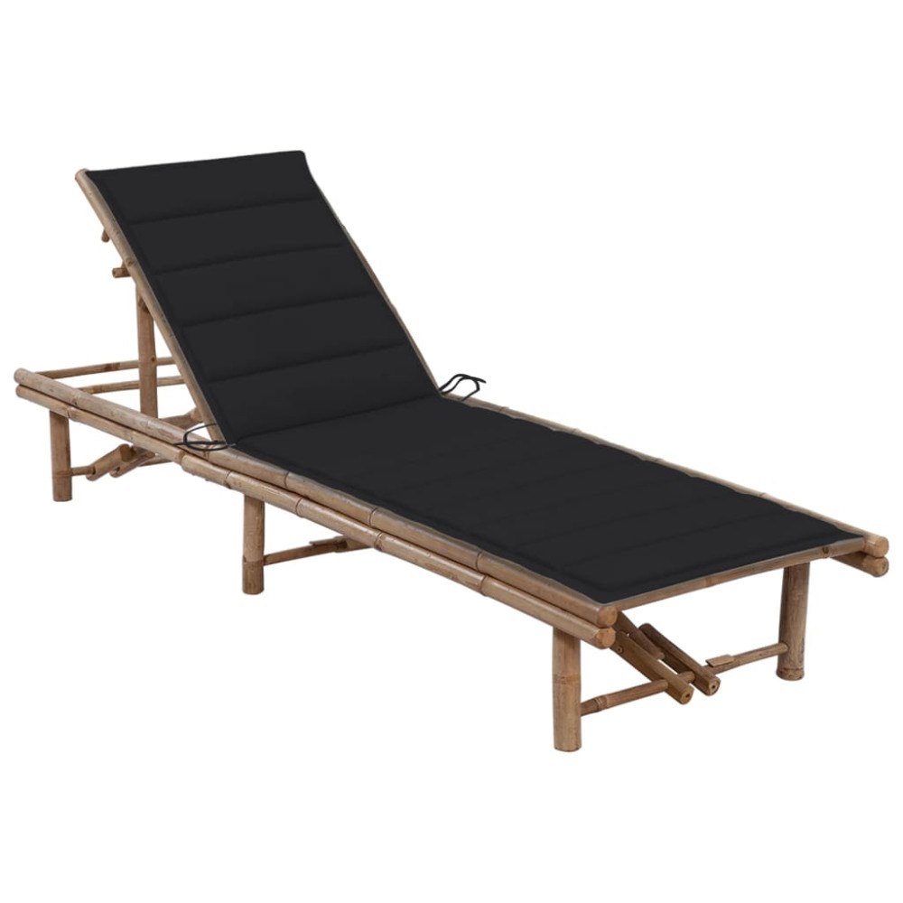vidaXL Solsäng med dyna bambu