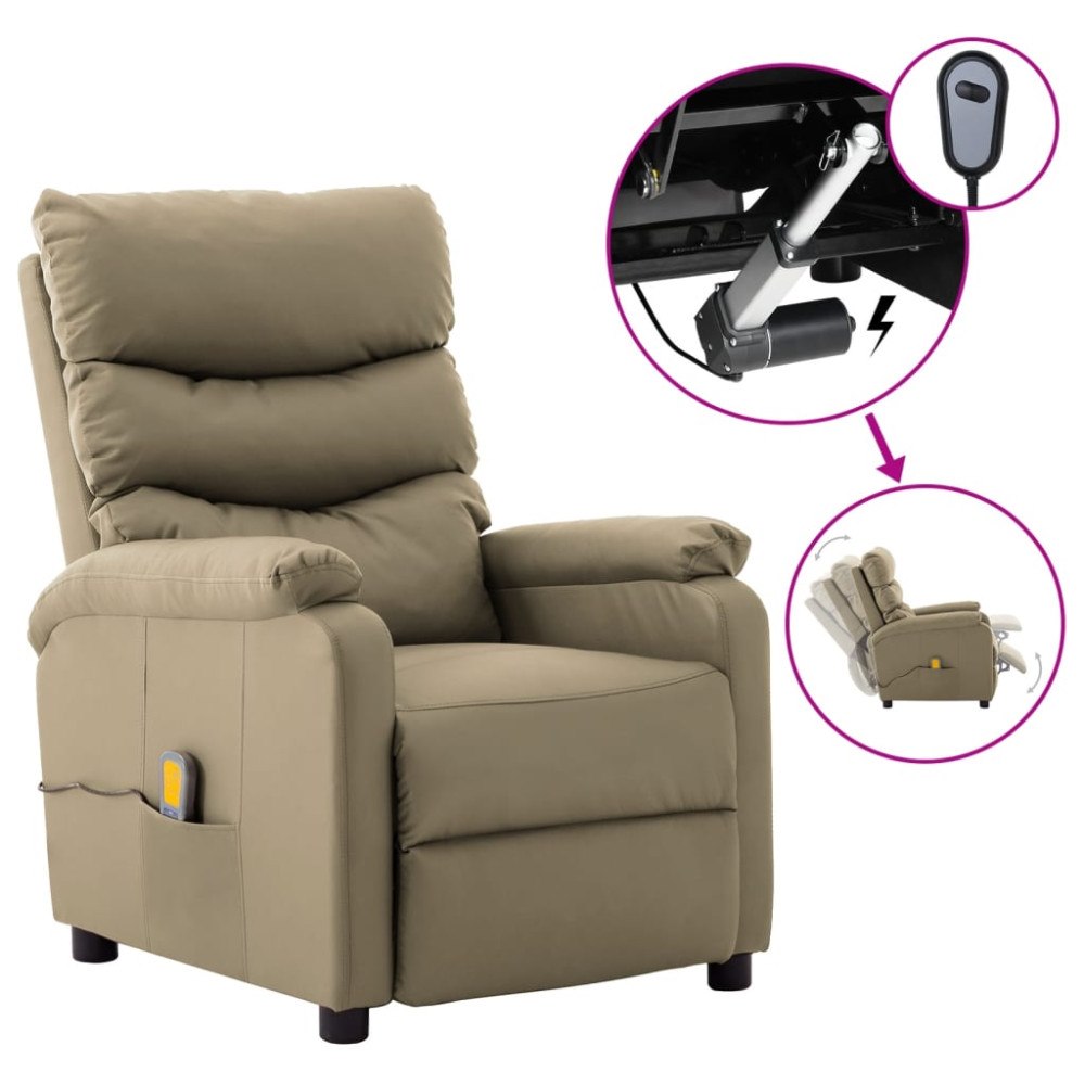vidaXL Elektrisk massagefåtölj cappuccino konstläder