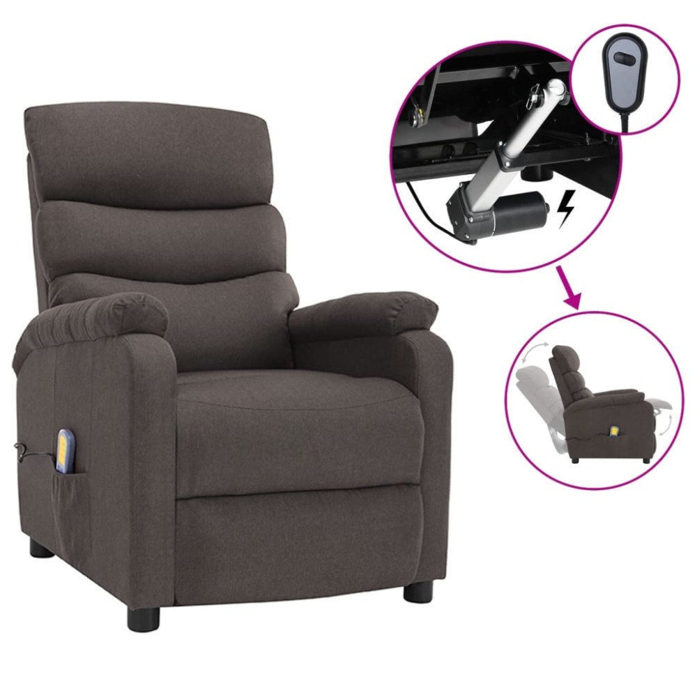 vidaXL Elektrisk massagefåtölj taupe tyg