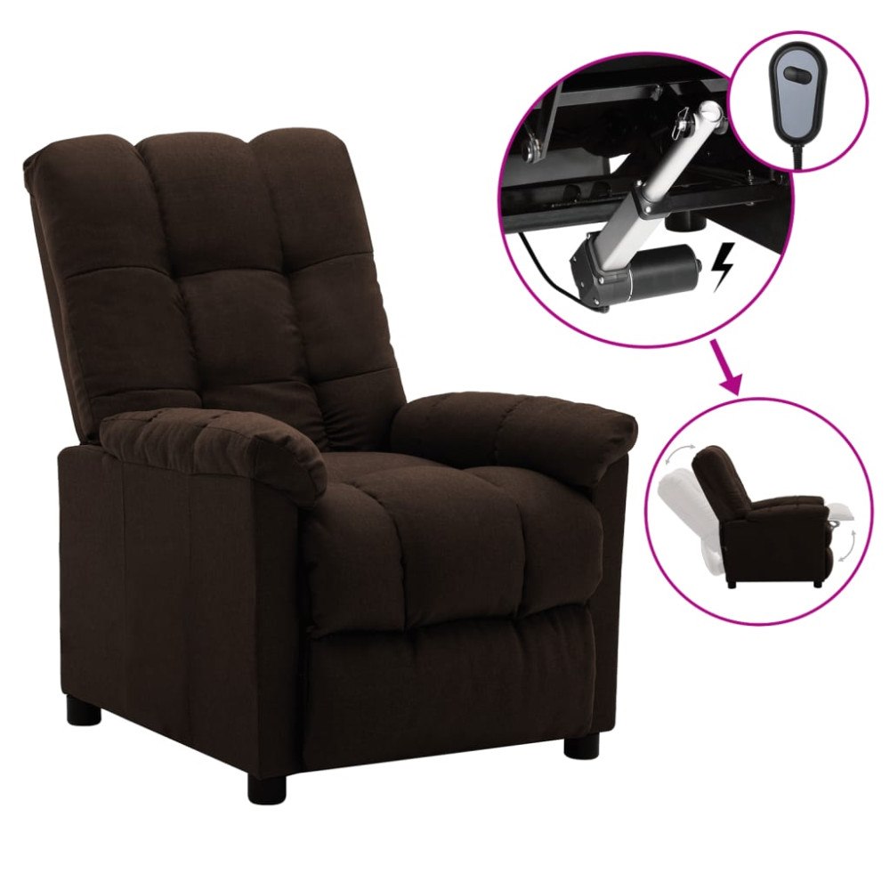 vidaXL Elektrisk reclinerfåtölj mörkbrun tyg