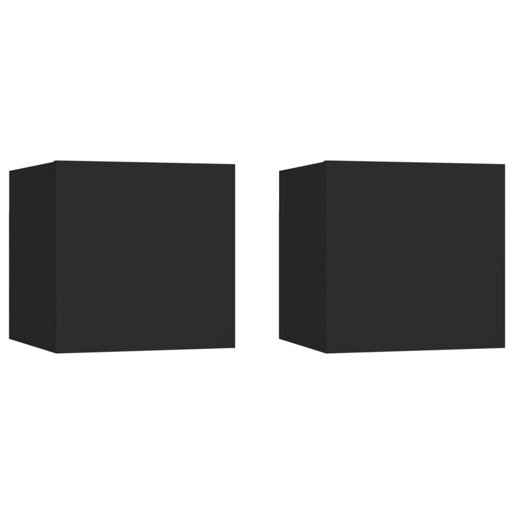 vidaXL Sängbord 2 st svart 30,5x30x30 cm konstruerat trä