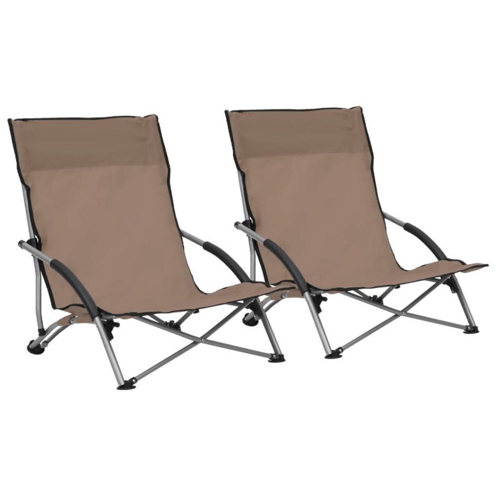 vidaXL Hopfällbara strandstolar 2 st taupe tyg