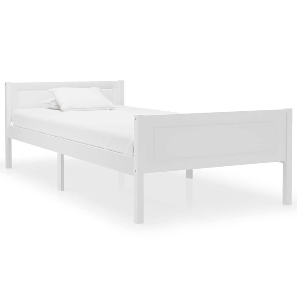 vidaXL Sängram massiv furu vit 90x200 cm