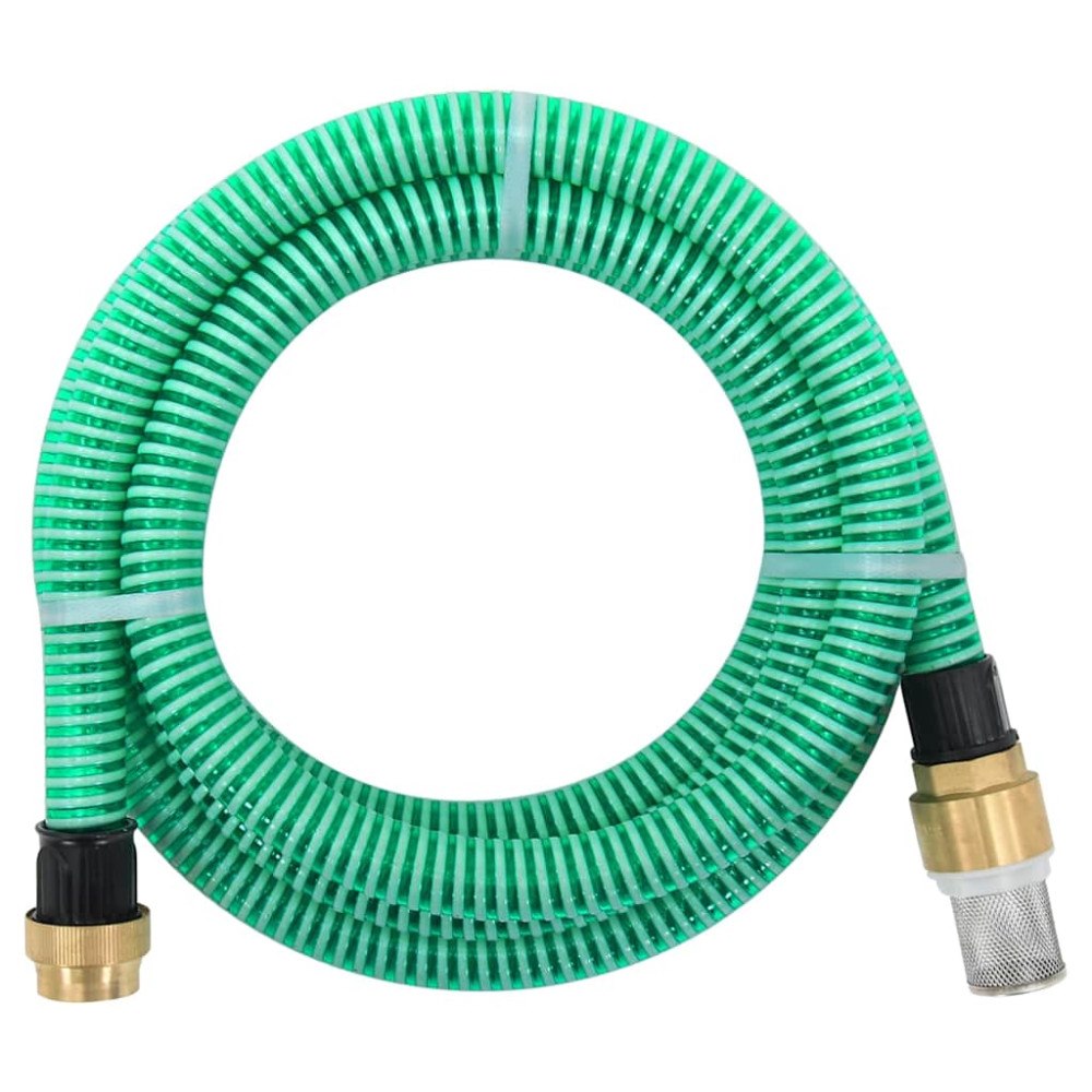 vidaXL Sugslang med kopplingar mässing grön 1,1" 3 m PVC