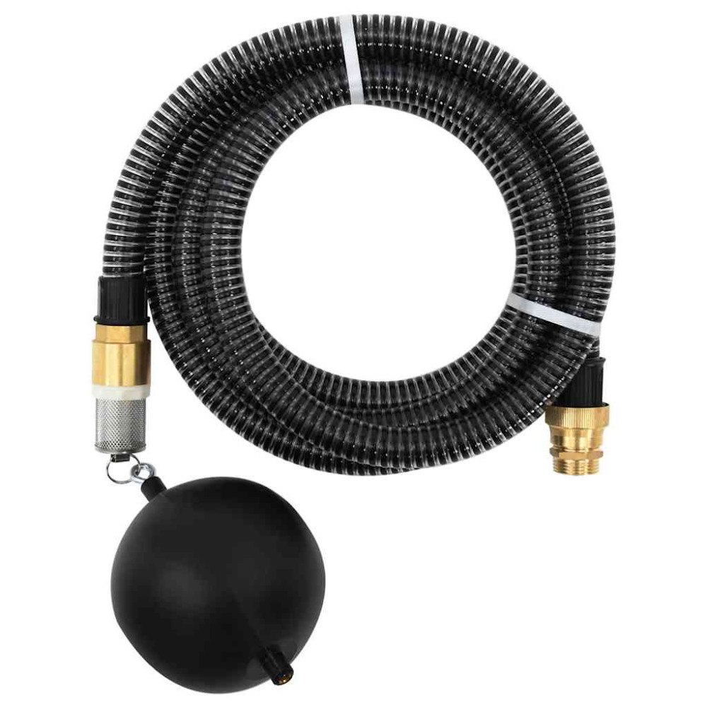 vidaXL Sugslang med kopplingar mässing svart 1,1" 7 m PVC